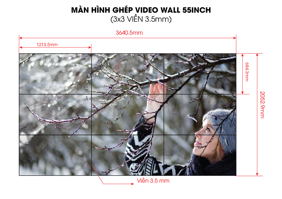 Màn hình ghép video wall 55inch viền 3.5mm